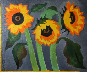 Trois tournesols rustiques