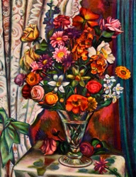 Nature morte de fleurs dans un vase en argent, 1930