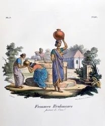 Femme brahmane collectant de l