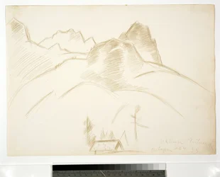 Paysage de montagne avec maison au premier plan, 1933