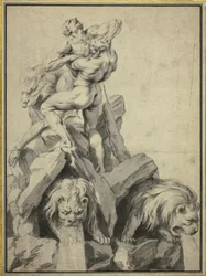 Hercule et Antée Conception pour une fontaine