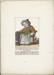 La naine Frau Agatha Zipperlingin avec un petit chien, vers 1710