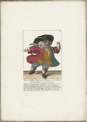 Le nain Gilles Platfues en maître de danse français, vers 1710 (Il Callotto resurcitato)