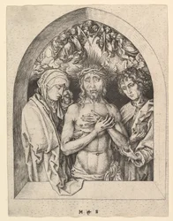 Le Christ en homme de douleurs avec la Vierge et Saint Jean