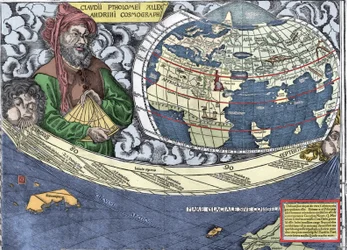 Ptolémée (Claudius Ptolemaeus 90-168) - Claudius Ptolemy dans "Carte de Waldseemüller ou Cosmographia Universalis - (Cosmographie Universelle) - Planisphère de Waldseemüller" - 1507