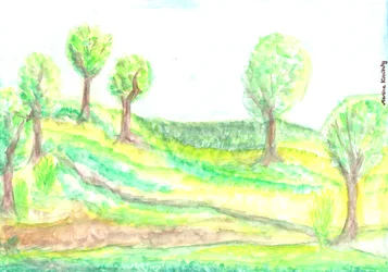 Vue sur le jardin au printemps