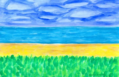Plage de sable jaune et mer turquoise