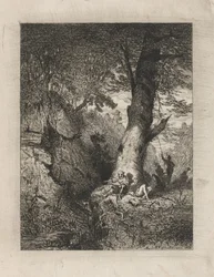 Guerriers reposant sous un arbre