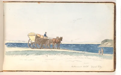 Une calèche sur une dune près de l