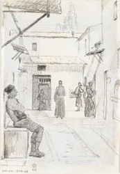 Rue italienne avec pêcheur à l