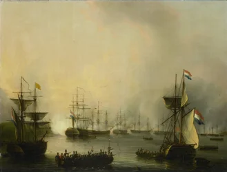 Le bombardement de Palembang, Sumatra, 24 juin 1821