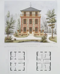 Projet pour une petite maison de campagne près de Paris, gravé par Walter, planche 18 de Architecture Pittoresque et Moderne