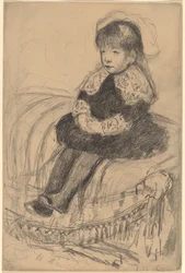 Enfant assis sur un canapé, vers 1883