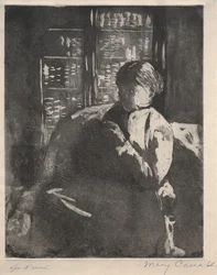 Tricot dans la bibliothèque, vers 1881