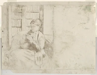 Tricot dans la bibliothèque verso, vers 1881