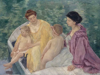 Le Bain Deux mères et leurs enfants dans un bateau