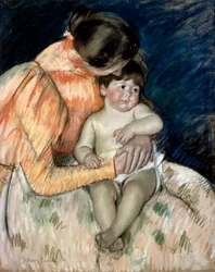 Mère et enfant, fin du XIXe ou début du XXe siècle.