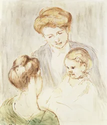 Bébé souriant avec deux filles
