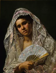 Danseuse espagnole portant une mantille en dentelle