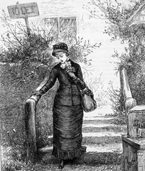 Une femme regardant une maison à louer