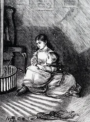 Enfants assis près du foyer