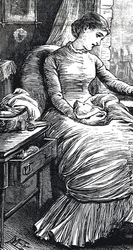 Femme Faisant une Pause de sa Couture