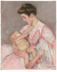 Bébé John allaitant, vers 1908 (huile sur toile)