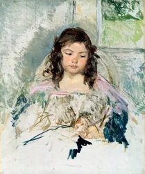 Esquisse pour "Francois dans un fauteuil". Lecture. Peinture de Mary Cassatt (1845-1926). Huile sur toile. Collection privee. Christie