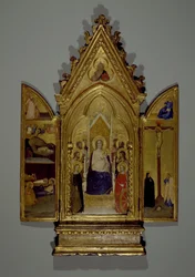 Madone avec des saints et des scènes de la vie du Christ, autel portatif