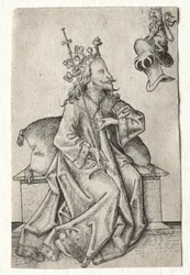 Les petites cartes à jouer : Deuxième série : Casques : Carte à jouer avec roi et casque