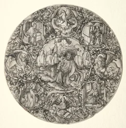 Saint Jean-Baptiste entouré des Évangélistes et des Quatre Pères de l