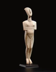 Figure féminine allongée cycladique, pièce maîtresse du Maître Schuster, Cycladique ancien II, vers 2400 avant JC