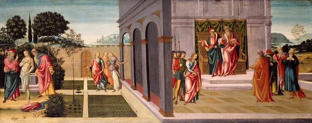 Suzanne et les vieillards dans le jardin, et le procès de Suzanne devant les vieillards, vers 1500