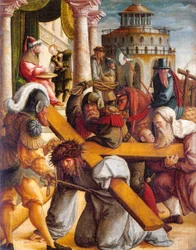 Allemand : Kreuztragung Christi und Handwaschung des Pilatus Christ portant la croix et Pilate se lavant les mains