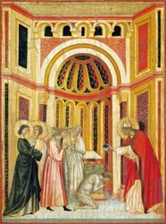 Évêque Urbain baptisant Tiburcio, (détail)