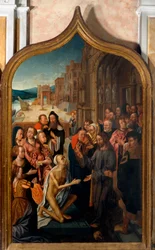 Triptyque : la résurrection de Lazare. Peinture du maître de San Lorenzo. Parrocchia di San Lorenzo della Costa, Santa Margherita Ligure (Gênes)
