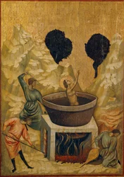 Le martyre de Sainte Cécile, plongée dans un bain d