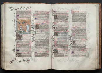 Le Missel de Gotha : Fol. 116v, Sainte Marie-Madeleine à genoux, vers 1375