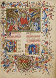 Le Christ en majesté ; Initiale A : Un homme élève son âme vers Dieu