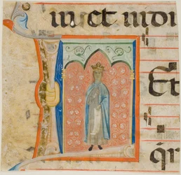 Sainte femme dans une initiale "L" historiée provenant d