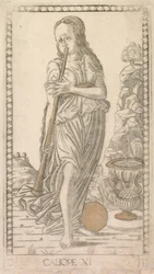 Calliope de la série Tarocchi D : Apollon et les Muses, n°11, avant 1467