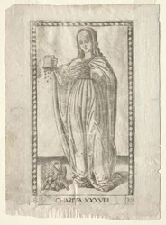 Charité de la série Tarocchi, série B : Principes cosmiques et vertus, #38, avant 1467