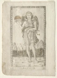 Génie du Monde de la série Tarocchi, série B : Principes cosmiques et vertus, #33, avant 1467