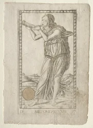 Melpomène tragédie de la série Tarocchi D : Apollon et les Muses, #17, avant 1467