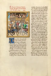 Jacques de Lalaing arrivant à une joute avec les comtes du Maine et de Saint-Pol