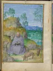 Saint Antoine abbé au désert, miniature des Heures Emerson-White.
