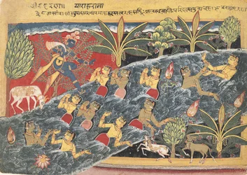 Les Gopis supplient Krishna de rendre leurs vêtements..., vers 1560-1565