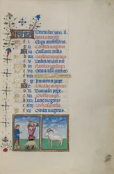 Page du calendrier pour le mois de décembre ; Abattage d