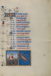 Page du calendrier pour octobre ; Semailles ; Scorpion