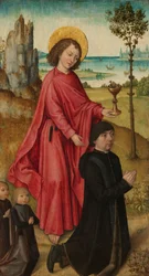 Un donateur et ses deux fils avec saint Jean l